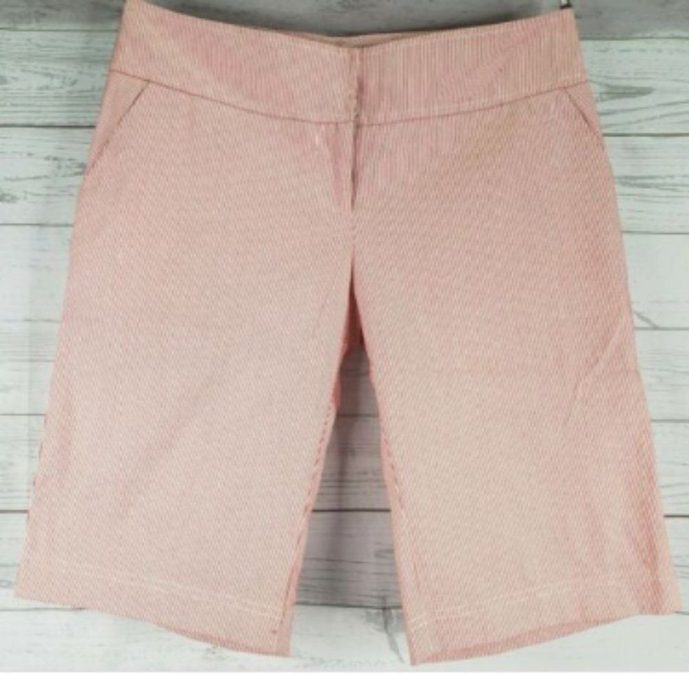 Jun Bermuda Shorts Sz Medium Red White Stripe